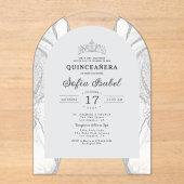 Quinceañera Silver White Agaat Elegant Acryl Uitnodigingen (Voorkant)