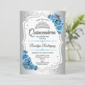 Quinceanera - Silver White Blue Kaart (Staand voorkant)