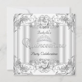 Quinceanera Silver White Diamond Tiara 15de partij Kaart (Voorkant)