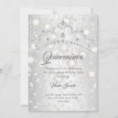 Quinceanera  Silver White Diamond Tiara Kaart (Voorkant)