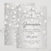 Quinceanera  Silver White Diamond Tiara Kaart (Voorkant / Achterkant)