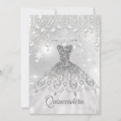 Quinceanera Silver White dress 15e verjaardag Kaart (Voorkant)