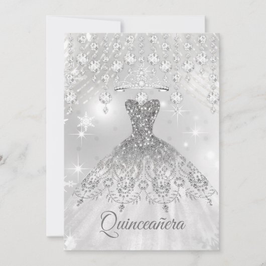Quinceanera Silver White dress 15e verjaardag Kaart (Voorkant)