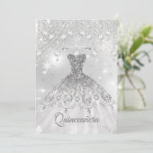 Quinceanera Silver White dress 15e verjaardag Kaart (Staand voorkant)