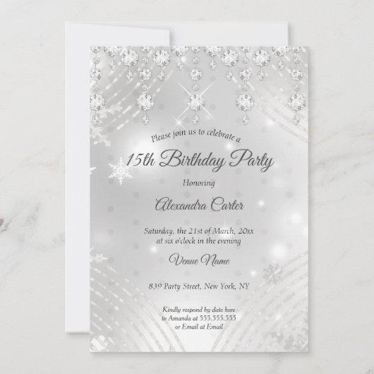 Quinceanera Silver White dress 15e verjaardag Kaart (Achterkant)