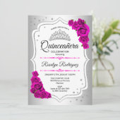 Quinceanera - Silver White Pink Kaart (Staand voorkant)
