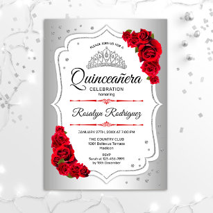 Quinceanera - Silver White Red Kaart