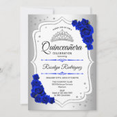 Quinceanera - Silver White Royal Blue Kaart (Voorkant)