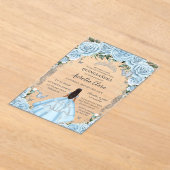 Quinceañera Sky Blue Floral Dress Tan Princess  Acryl Uitnodigingen (Laagn)