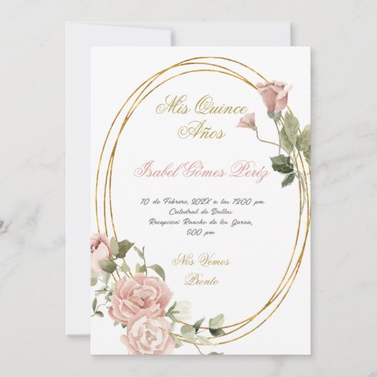 Quinceanera Sla de datum op in het Spaans Save The Date (Voorkant)