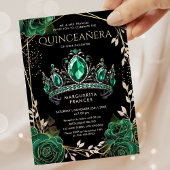 Quinceañera Smaragd Groen Tiara Bloemen Elegant Kaart
