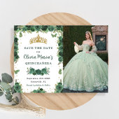 Quinceañera Smaragd Groene Bloemenvlinders Foto Save The Date