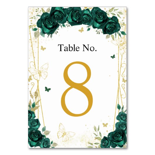 Quinceañera Smaragd Groene Bloemenvlinders Kaart (Achterkant)