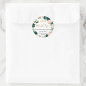 Quinceañera Smaragd Groene Blozen Bloemen Verjaard Ronde Sticker (Tas)