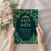 Quinceanera Smaragdgroen Goud Save The Date