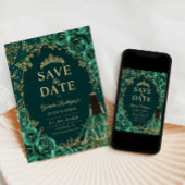 Quinceanera Smaragdgroen Goud Save The Date