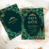 Quinceanera Smaragdgroen Goud Save The Date