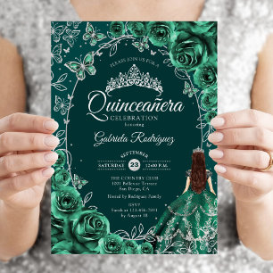 Quinceanera Smaragdgroen Zilver Kaart
