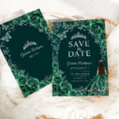 Quinceanera Smaragdgroen Zilver Save The Date