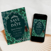 Quinceanera Smaragdgroen Zilver Save The Date