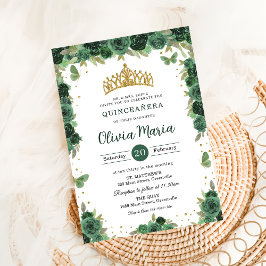 Quinceañera Smaragdgroene Bloem Vlinders Tiara Kaart
