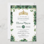Quinceañera Smaragdgroene Bloem Vlinders Tiara Kaart (Voorkant)