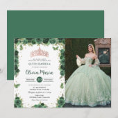 Quinceañera Smaragdgroene Bloemvlinder Foto Kaart (Voorkant / Achterkant)