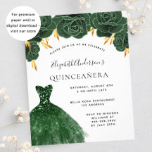 Quinceanera smaragdgroene goudjurk