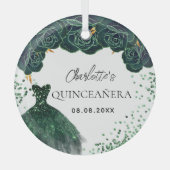 Quinceanera smaragdgroene jurk glas ornament (Voorkant)
