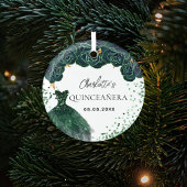 Quinceanera smaragdgroene jurk glas ornament