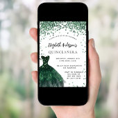 Quinceanera smaragdgroene jurk wit kaart