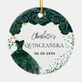 Quinceanera smaragdgroene jurk wit keramisch ornament (Voorkant)