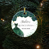 Quinceanera smaragdgroene jurk wit keramisch ornament