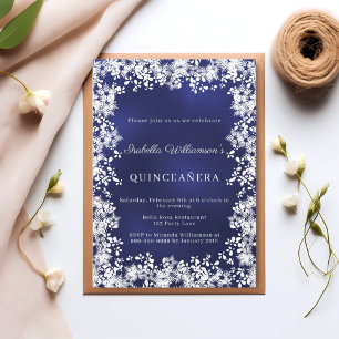 Quinceanera sneeuwvlokken blauw elegante winterfee kaart