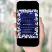 Quinceanera snowflakes blue elegant winter party kaart