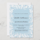 Quinceanera snowflakes blue elegant winter party kaart (Voorkant)