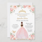 Quinceañera Soft Blush Floral Butterflies Princess Kaart (Voorkant)