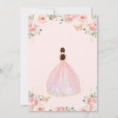 Quinceañera Soft Blush Floral Butterflies Princess Kaart (Achterkant)