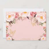 Quinceañera Soft Blush Floral Gold Tiara Butterfly Kaart (Achterkant)