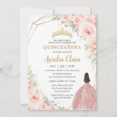 Quinceañera Soft Blush Floral Rozen Flowers Crown Kaart (Voorkant)
