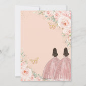 Quinceañera Soft Blush Floral Rozen Flowers Twins Kaart (Achterkant)