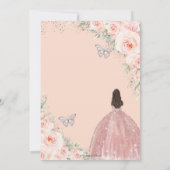 Quinceañera Soft Blush Floral Rozen Silver Crown Kaart (Achterkant)