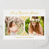 Quinceañera Spaans Fancy Vlaams Effect 2 Foto's Folie Uitnodiging (Voorkant)