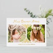 Quinceañera Spaans Fancy Vlaams Effect 2 Foto's Folie Uitnodiging (Staand Voorkant)