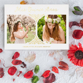 Quinceañera Spaans Fancy Vlaams Effect 2 Foto's Folie Uitnodiging