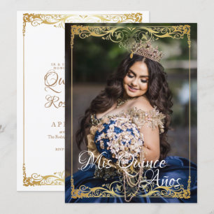 Quinceañera Spaans Mis Quince Wit Goud Foto Kaart
