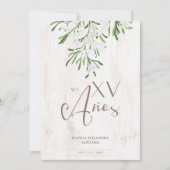 Quinceañera Spaans Rustic Chic Botanical Branches Kaart (Voorkant)
