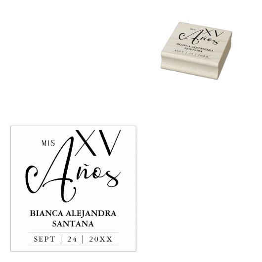Quinceañera Spaans Rustic Fancy Typografie Rubberstempel (Gestempeld)