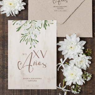 Quinceañera Spaans Rustieke Chic Botanische Takken Kaart
