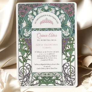 Quinceañera Spaans Teal Roze Kaart